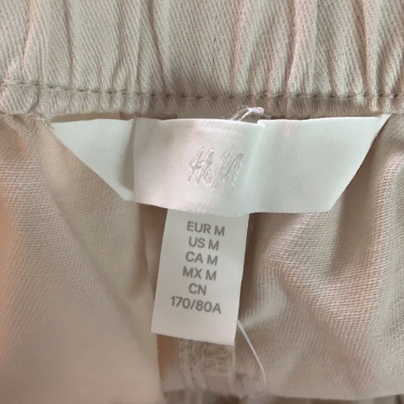 H$M Women’s Beige Twill Paper Bag Women’s High waisted linen Shorts Size M - Picture 8 of 12